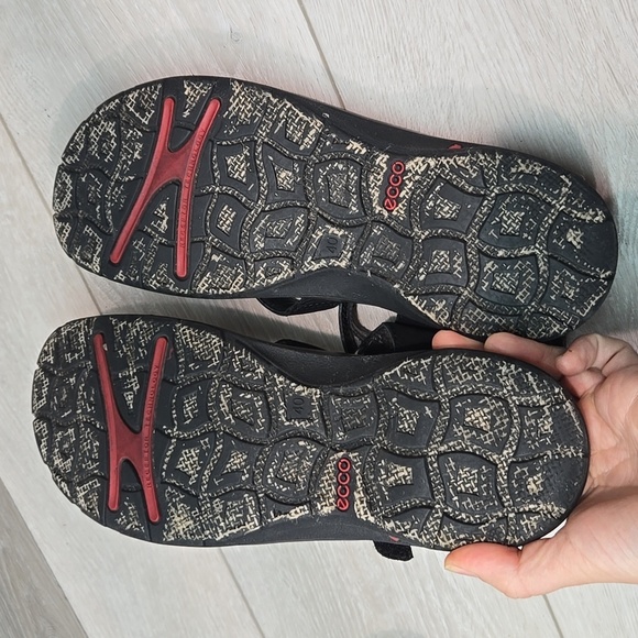 Ecco Women's Hook&loop Leather Strappy Black Sandals Shoes Sz 40/9-9.5 - Picture 9 of 12